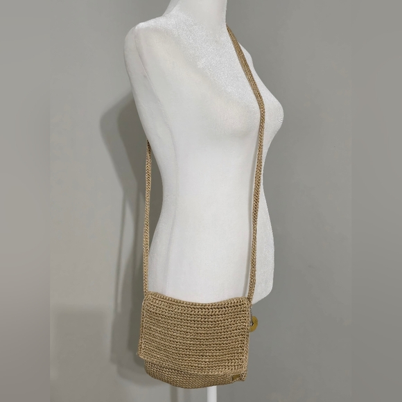 The SAK Small Metallic Gold Accents Crochet Knit Crossbody - Picture 3 of 16